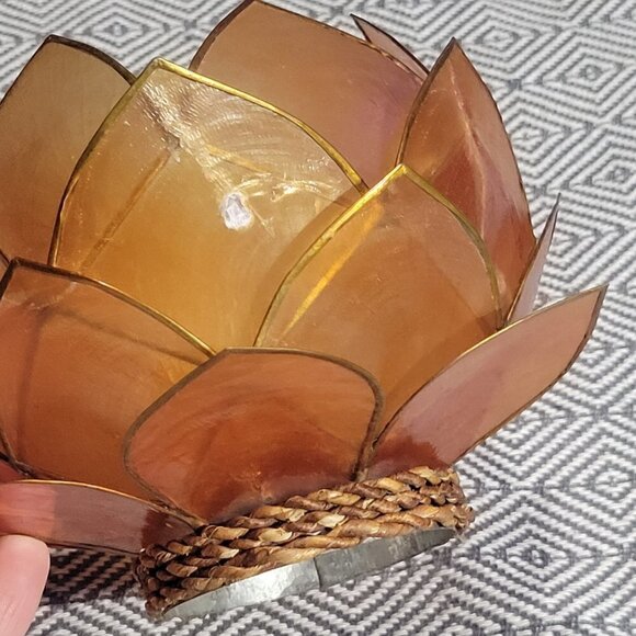 Zodax Smoke Brown Capiz Lotus Tea Light Candle Holder - Picture 5 of 13